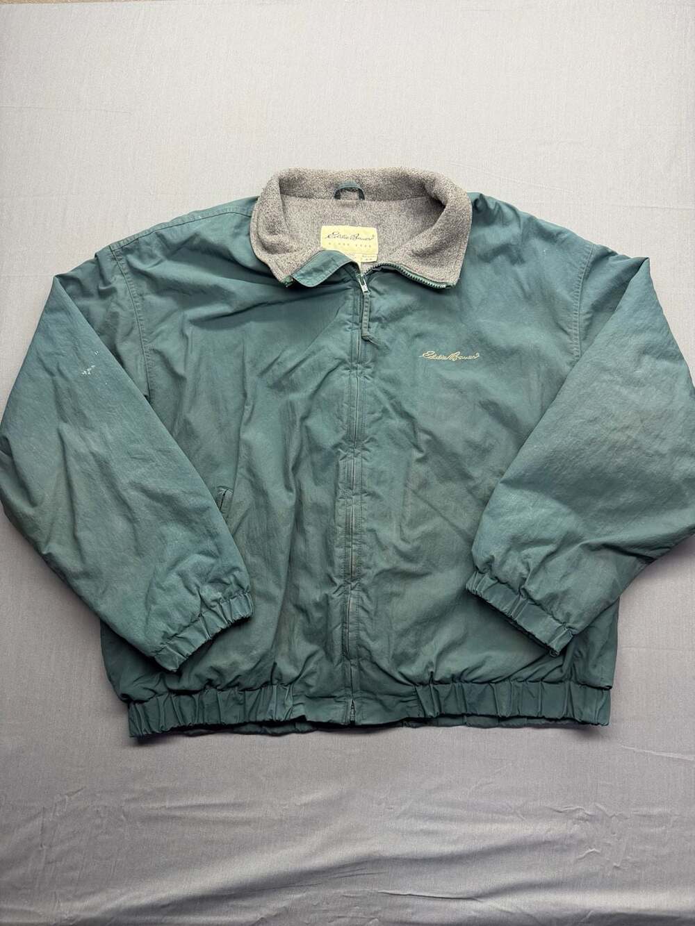 Eddie Bauer Vintage Fleece Lined Windbreaker Jacket Size M Green Nylon Shell